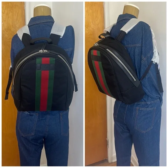 Gucci | Bags | Gucci Black Canvas Web Zip Techno Backpack 